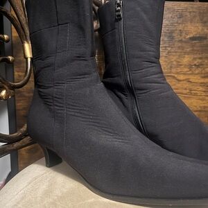 Prada Black Zipper Ankle Kitten Heel Boots - Size 37.5